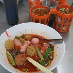 Sen yai yen ta foo tom yum (a type of fishball noodle soup)